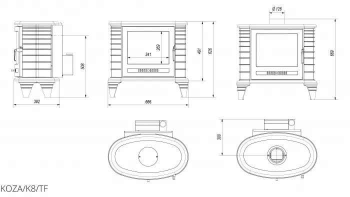 Піч-камін Kratki KOZA K8 TURBOFAN