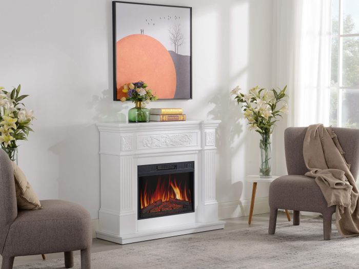 Камінокомплект ArtiFlame Toscana AF23S білий з обігрівом і звуком горіння вогню